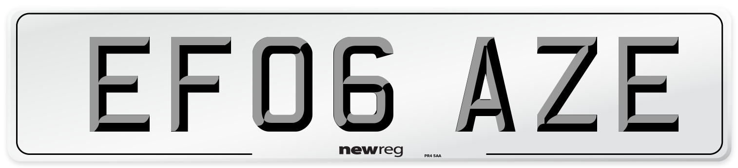 EF06 AZE Number Plate from New Reg